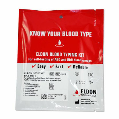 Picture of Test Kit EldonCard Blood Typing Test Rh Factor (Rhesus) Whole Blood Sample 75 DeterminationsELDON-RH