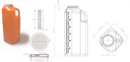 Picture of 24 Hour Urine Specimen Collection Container 4-1/2 X 6-5/16 X 9-5/8 Inch HDPE 3,000 mL (101 oz.) Screw Cap Unprinted NonSterile0803-2700