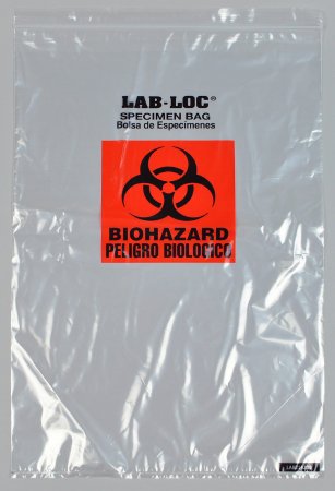 Picture of Specimen Transport Bag with Document Pouch Lab-Loc® 14 X 20 Inch LDPE Zip Closure Biohazard Symbol NonSterileLABZ1420B