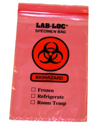 Picture of Specimen Transport Bag with Document Pouch Lab-Loc® 6 X 9 Inch LDPE Zip Closure Biohazard Symbol / Storage Instructions NonSterileLAB20609RE