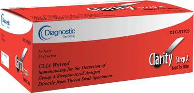 Picture of Rapid Test Kit Clarity® Infectious Disease Immunoassay Strep A Test Throat Swab Sample 25 TestsDTG-STP25