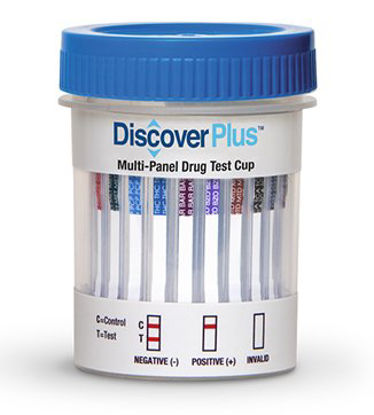 Picture of Drugs of Abuse Test Discover Plus™ 12-Drug Panel AMP, BAR, BZO, COC, mAMP/MET, MDMA, MTD, OPI300, OXY, PCP, TCA, THC Urine Sample 25 TestsDISP-CUP-9124N