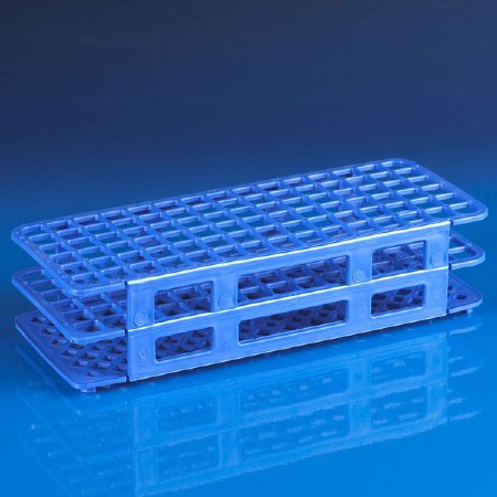 Picture of Stacking Test Tube Rack Globe® Scientific 456400 Series 90 Place 12 to 13 mm Tube Size Blue 2-1/2 X 4-1/8 X 9-3/5 Inch456404