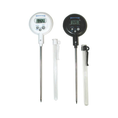 Picture of Digital Laboratory Thermometer Marathon Fahrenheit / Celsius 14° to 392°F (-10° to +200°C) Stainless Steel Probe Free-standing Battery OperatedS40796