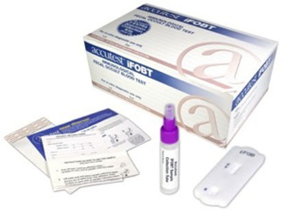 Picture of Rapid Test Kit Accutest® iFOBT Single Sample Colorectal Cancer Screening Fecal Occult Blood Test (iFOB or FIT) Stool Sample 25 TestsCS625