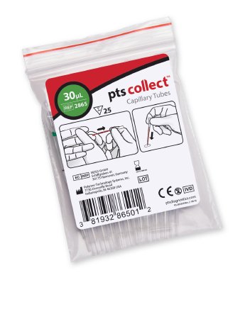 Picture of PTS Diagnostics Capillary Blood Collection Tube Micro-hematocrit Plain 30 µL Green Stripe Without Closure Glass Tube2865