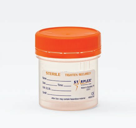 Picture of Specimen Container LeakBuster™ 3 Polypropylene 90 mL (3 oz.) Screw Cap Patient Information Sterile in OR Ready Peel PouchTW902-O
