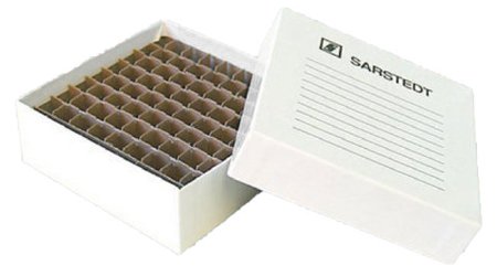 Picture of Cryo Storage Box Sarstedt 45 X 135 X 135 mm White Laminated Cardboard 81 Tube Capacity95.064.981