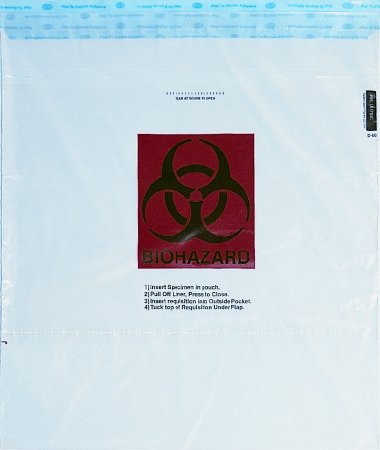 Picture of Specimen Transport Bag with Document Pouch Speci-Gard® 15 X 17 Inch Polyethylene Adhesive Closure Biohazard Symbol / Storage Instructions / Instructions for Use NonSterileUF95-1517BIO