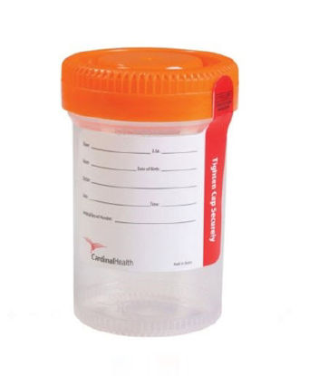 Picture of Specimen Container 48 mm Opening Polypropylene 90 mL (3 oz.) Screw Cap Patient Information SterileCHB13902