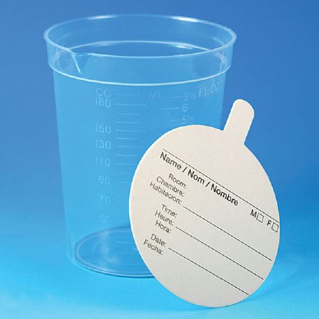 Picture of Specimen Container with Pour Spout 2-1/8 X 3-7/16 Inch Polypropylene 192 mL (6.5 oz.) Paper Lid Patient Information NonSterile5924