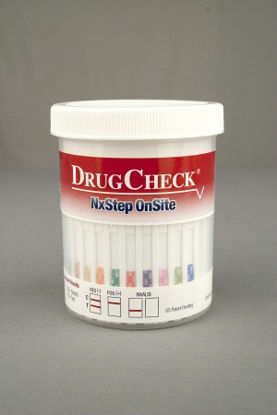 Picture of Drugs of Abuse Test DrugCheck® NxStep OnSite 10-Drug Panel with Adulterants AMP, BAR, BZO, COC, mAMP/MET, MTD, OPI, OXY, PCP, THC, (CR, GL, NI, OX, pH, SG) Urine Sample 25 Tests61020-5