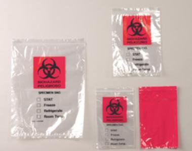 Picture of Specimen Transport Bag with Document Pouch Econo-Zip 6 X 9 Inch Polyethylene Zip Closure STAT / Biohazard Symbol / Storage Instructions NonSterileA60902BH