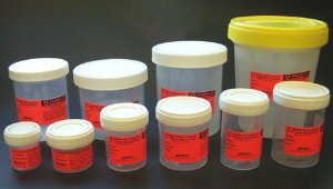 Picture of Prefilled Formalin Container SP® Polypropylene 30 mL Fill in 60 mL (2 oz.) Screw Cap Warning Label / Patient Information NonSterileC4320-30B