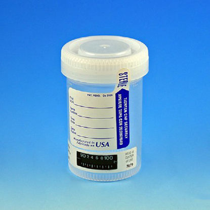 Picture of Specimen Container with Temperature Strip 57 X 73 mm Polypropylene 90 mL (3 oz.) Screw Cap Patient Information Sterile6238