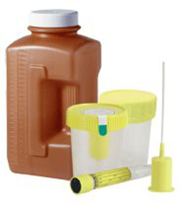 Picture of Urine Specimen Container with Integrated Transfer Device Polyethylene 100 mL (3.4 oz.) Screw Cap Unprinted Sterile724310
