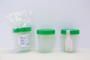 Picture of Specimen Container 120 mL (4 oz.) Screw Cap Patient Information Poly Bagged SterileGS398