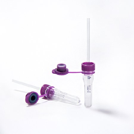 Picture of Safe-T-Fill® Capillary Blood Collection Tube Whole Blood Tube K2 EDTA Additive 10.8 X 46.6 mm 200 µL Purple Self-Sealing Plug Plastic Tube077056