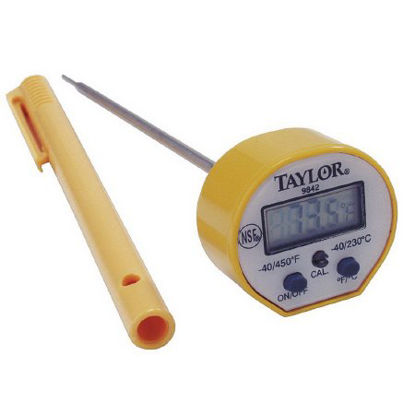 Picture of Long-Stem Thermometer Taylor® Fahrenheit / Celsius -40° to +450°F (-40° to +230°C) Stainless Steel Probe Insertable Battery Operated3NZT1