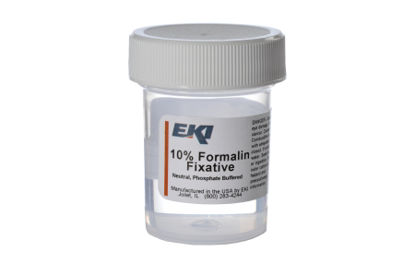 Picture of Prefilled Formalin Container Polypropylene 15 mL Fill in 30 mL (1 oz.) Screw Cap Warning Label / Patient Information NonSterile4499-100X30ML