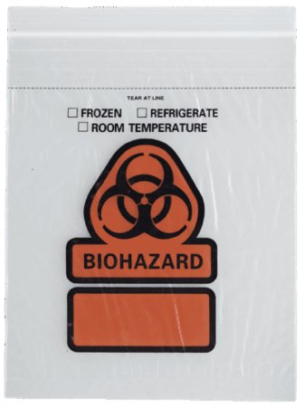 Picture of Specimen Transport Bag with Document Pouch 8 X 10 Inch Plastic Zip Closure Biohazard Symbol / Storage Instructions NonSterileB51