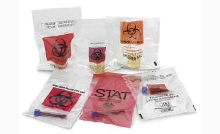 Picture of Specimen Transport Bag with Document Pouch 6 X 6 Inch Polyethylene Zip Closure Biohazard Symbol NonSterile49-91