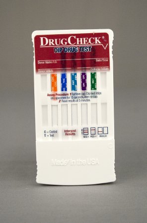 Picture of Drugs of Abuse Test DrugCheck® Dip Drug Test 5-Drug Panel AMP, COC, mAMP/MET, OPI, THC Urine Sample 25 Tests30500