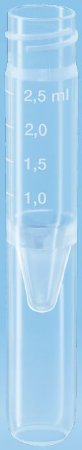 Picture of Test Tube False Bottom Plain 13 X 75 mm 2.5 mL Without Color Coding Without Closure Polypropylene Tube60.614.010