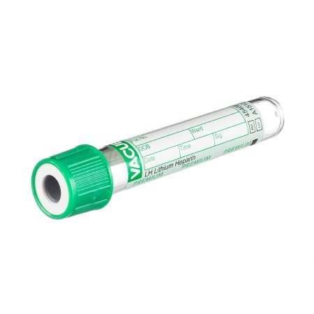 Picture of VACUETTE® Venous Blood Collection Tube Analyte Determination Lithium Heparin Additive 13 X 75 mm 1 mL Green / White Ring Screw Cap Polyethylene Terephthalate (PET) Tube454081