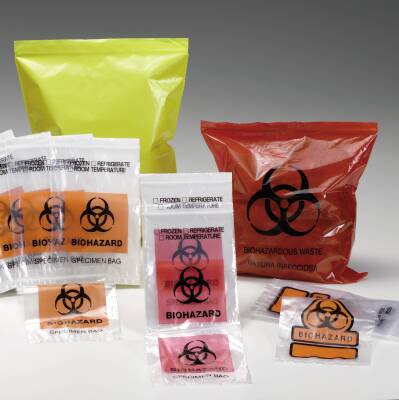 Picture of Specimen Transport Bag with Document Pouch 6 X 9 Inch Polyethylene Zip Closure Biohazard Symbol NonSterile102