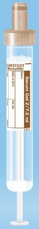 Picture of S-Monovette® Venous Blood Collection Tube Serum Tube Clot Activator / Separator Gel Additive 15 X 92 mm 7.5 mL Brown Screw Cap Polypropylene Tube01.1602.001