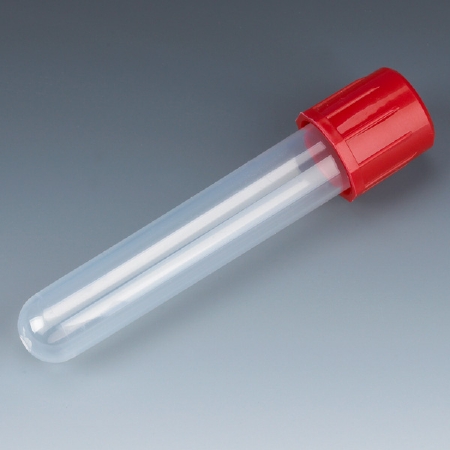 Picture of Test Tube Round Bottom Plain 12 X 75 mm 5 mL Red Screw Cap Polypropylene Tube6148R