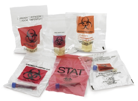 Picture of Specimen Transport Bag with Document Pouch Lab Guard® 8 X 10 Inch Polyethylene Zip Closure Biohazard Symbol / Storage Instructions NonSterile4915.ORG