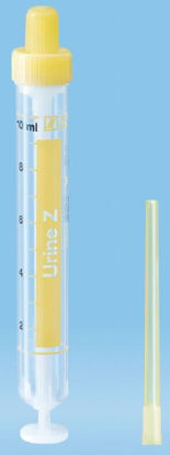 Picture of Monovette® Urinalysis Tube Round Bottom Plain 15 X 102 mm 10 mL Yellow Screw Cap Polypropylene Tube10.252.020