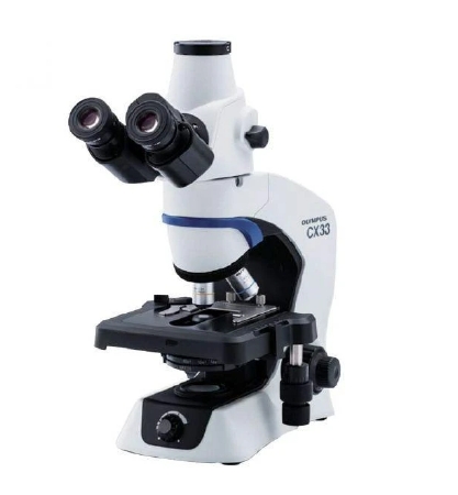 Picture of Olympus® CX33 Biological Microscope Trinocular Head Plan Achromat 4X / 10X / 20X / 40X / 100X Oil 100 to 240VAC, 50/60Hz, 0.4 Amps Mechanical Fixed StageCX33RTFS2K