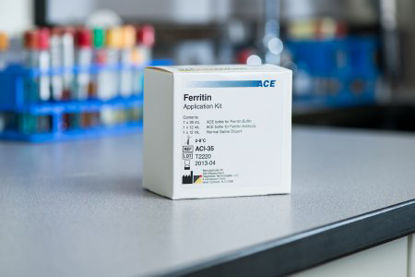 Picture of Reagent Kit ACE® Nutritional Assessment / Anemia Assay Ferritin For ACE and ACE Alera® Analyzers 90 Tests 1 X 30 mL Ferritin Buffer, 1 X 12 mL Ferritin Antibody, 1 X 12 mL Normal Saline DiluentACI-35