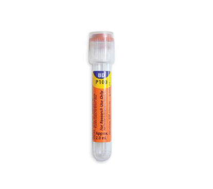 Picture of BD™ P100 Venous Blood Collection Tube Plasma Tube K2 EDTA / Protein Stabilizer Additive 13 X 75 mm 2 mL Red Stripe BD Hemogard™ Closure Plastic Tube366422