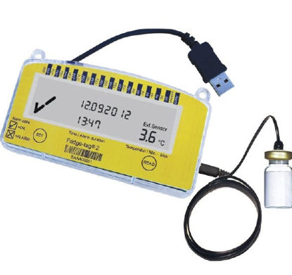 Picture of Refrigerator Vaccine Data Logger with Alarm Fridge-tag® 2L Fahrenheit / Celsius -22° to +131°F (-30° to +55°C) Glycol Bottle Probe Battery OperatedFT2L-ISOR