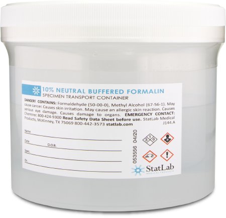 Picture of Prefilled Formalin Container Polypropylene 500 mL Fill in 1,000 mL (32 oz.) Screw Cap Warning Label / Patient Information NonSterileNB32480
