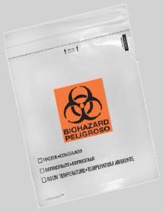 Picture of Specimen Transport Bag with Document Pouch Speci-Zip® 20 X 24 Inch Polyethylene Zip Closure Biohazard Symbol / Storage Instructions NonSterileIP2024B3T