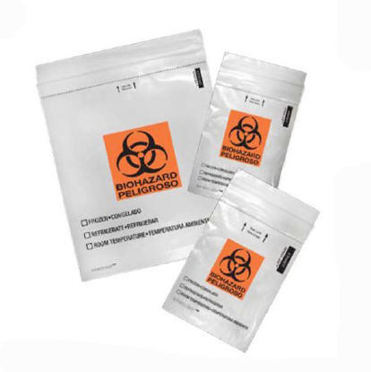 Picture of Specimen Transport Bag with Document Pouch Speci-Zip® 6 X 9 Inch Polyethylene Zip Closure Biohazard Symbol / Storage Instructions NonSterileIP69B3T