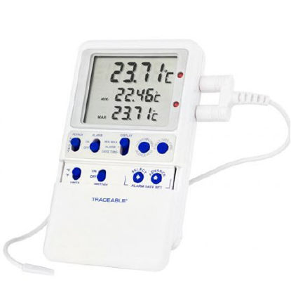 Picture of Digital Ultra-Low Freezer Thermometer Traceable® Platinum High-Accuracy Fahrenheit / Celsius -148° to +158°F (-100° to +70°C) Bullet Probe Multiple Mounting Options Battery Operated37804-05