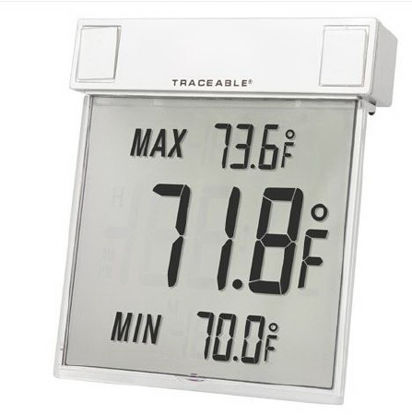 Picture of Digital Thermometer Traceable® Big-Digit See-Thru™ Fahrenheit / Celsius -13° to +158°F (-25° to +70°C) Internal Sensor Multiple Mounting Options Battery Operated90080-10