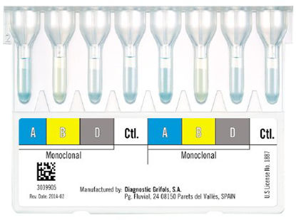 Picture of Column Card DGgel® 8 A/B/D (x2) Blood Grouping Test A, B, D Antigen Determination For Reagent Red Blood Cells 0.8%, Antisera for DG Gel Cards, and DG Gel Instruments 100 Tests 2 X 25 Cards210384