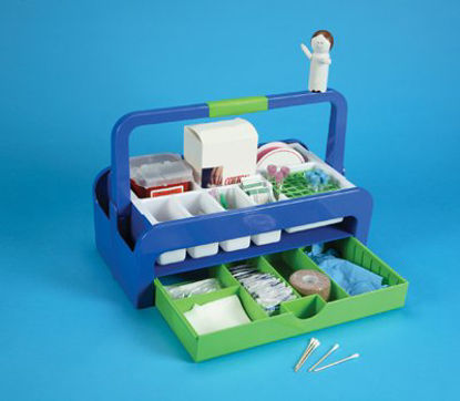 Picture of Phlebotomy Tray 9-1/8 D X 16-3/4 W X 11-1/4 H Inch Handle Up, 9-1/8 D X 16-3/4 W X 5-3/4 H Inch Handle Down, with Insert17465