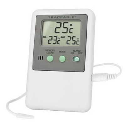 Picture of Digital Refrigerator / Freezer Thermometer with Alarm Traceable® Fahrenheit / Celsius -58° to +158°F (-50° to +70°C) Bottle Probe Multiple Mounting Options Battery Operated94460-70
