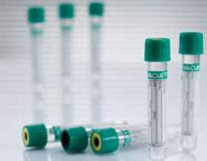 Picture of VACUETTE® Venous Blood Collection Tube Plasma Tube Sodium Heparin Additive 13 X 100 mm 6 mL Green / Black Ring Pull Cap Polyethylene Terephthalate (PET) Tube456028