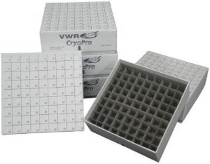 Picture of Cryo Storage Box VWR® CryoPro® Fiberboard Box With Lid, 81 Place, Numbered Grid, 2 X 5 X 5 Inch For Mechanical Freezer Storage82007-162