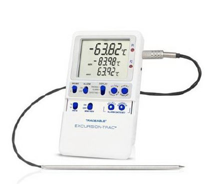 Picture of Datalogging Thermometer with Alarm Traceable® Excursion-Trac™ Celsius -90° to +105°C 2 Stainless Steel Probes / Platinum Sensors Multiple Mounting Options Battery Operated98768-53