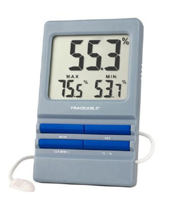 Picture of Digital Thermometer / Hygrometer with Alarm Traceable® Fahrenheit / Celsius -58° to +158°F (-50° to +70°C) External Probe Desk / Wall Mount Battery Operated98766-85